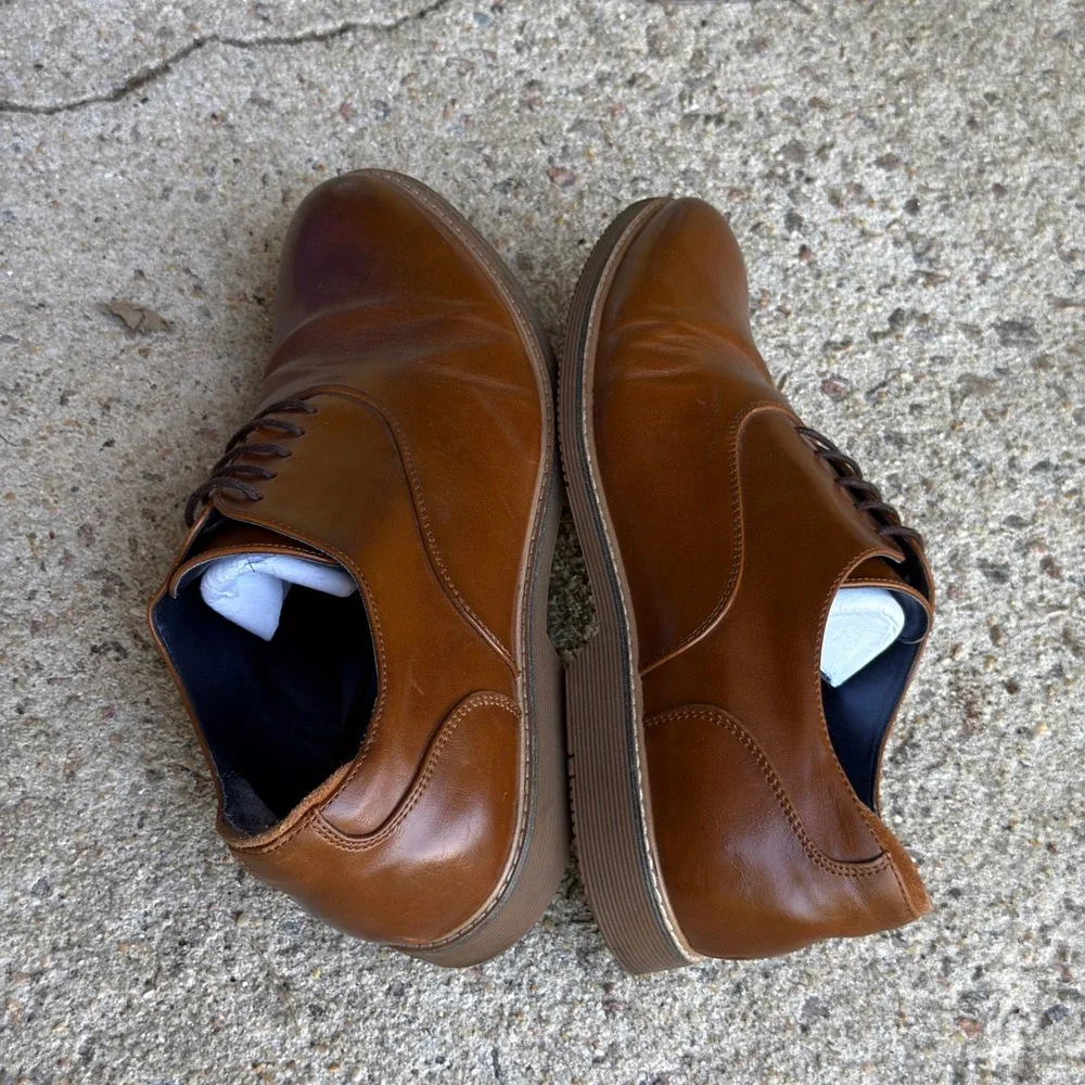 Steve Madden Men's Nunan Whiskey Brown Leather Casual Dress Shoes Size 11.5 M